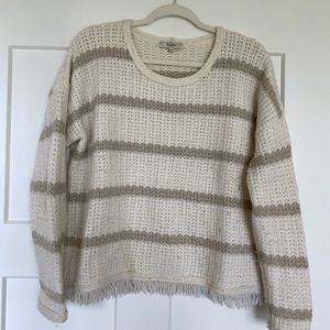 Madewell cream and light brown striped sweater